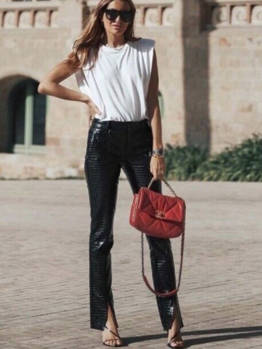Zara Black Shiny Faux crocodile Leather Pants Size Small NWT